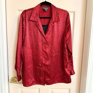 Shiny red Notations button up